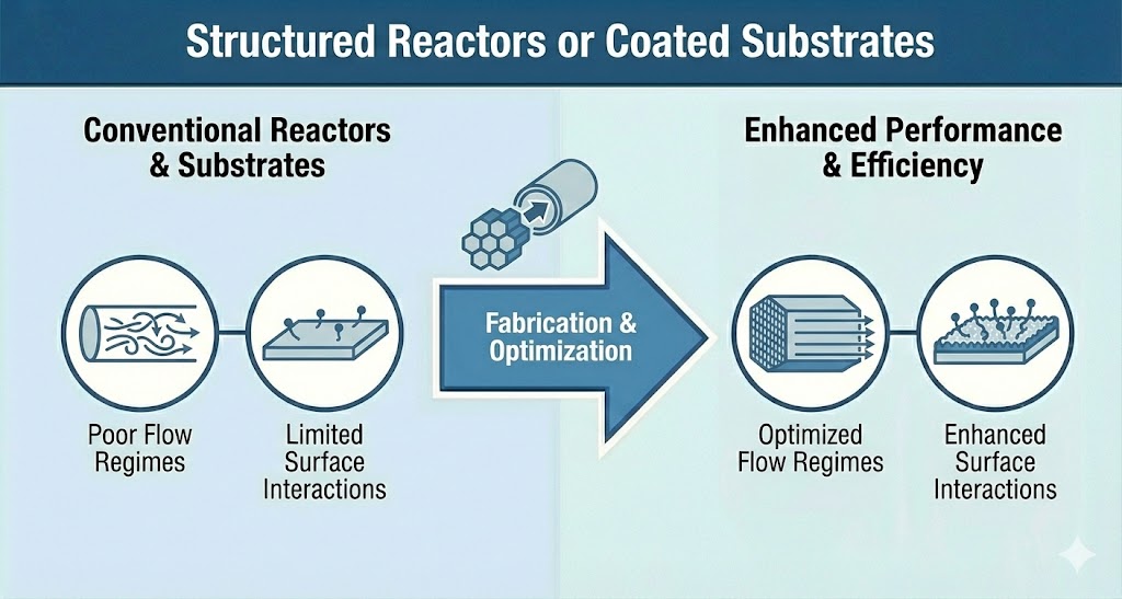 Structured reactors or coated substrates